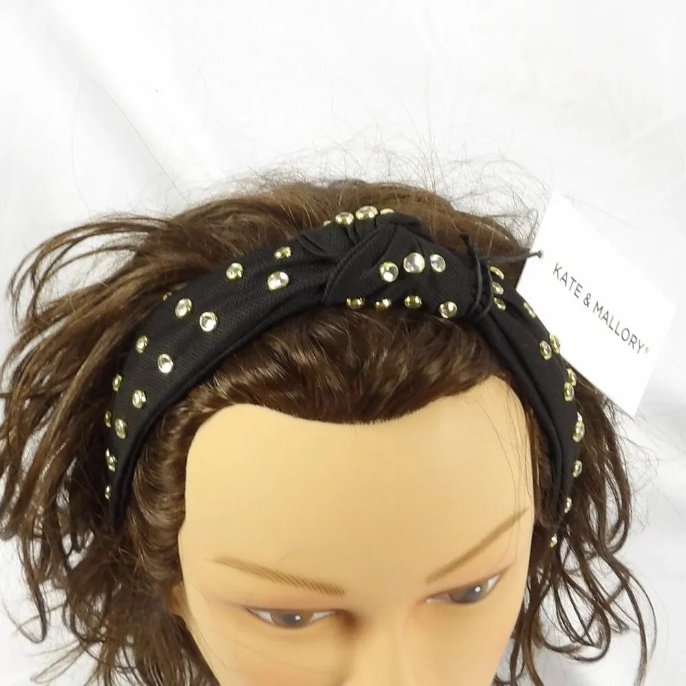 Kate & Mallory Set OF 2 Headbands with Clear Stone Accents Blue & Black NWT